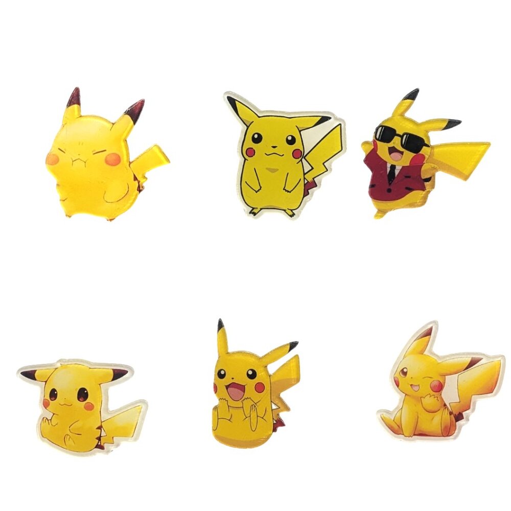 Pikachu Pokemon Anime Acrylic Pins Set of 6 NEW